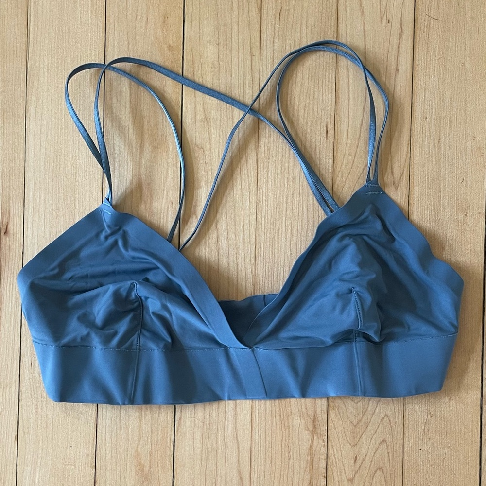 Slate Blue Cross Back Seamless Bralette
